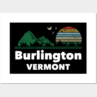 Mountain Sunset Flying Birds Outdoor Burlington Vermont Posters and Art